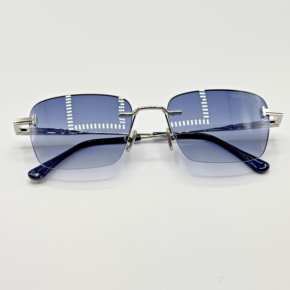 Tom Ford Sunglasses Jake-02 FT1354 16W Shiny Palladium Blue Gradient Lens 54mm